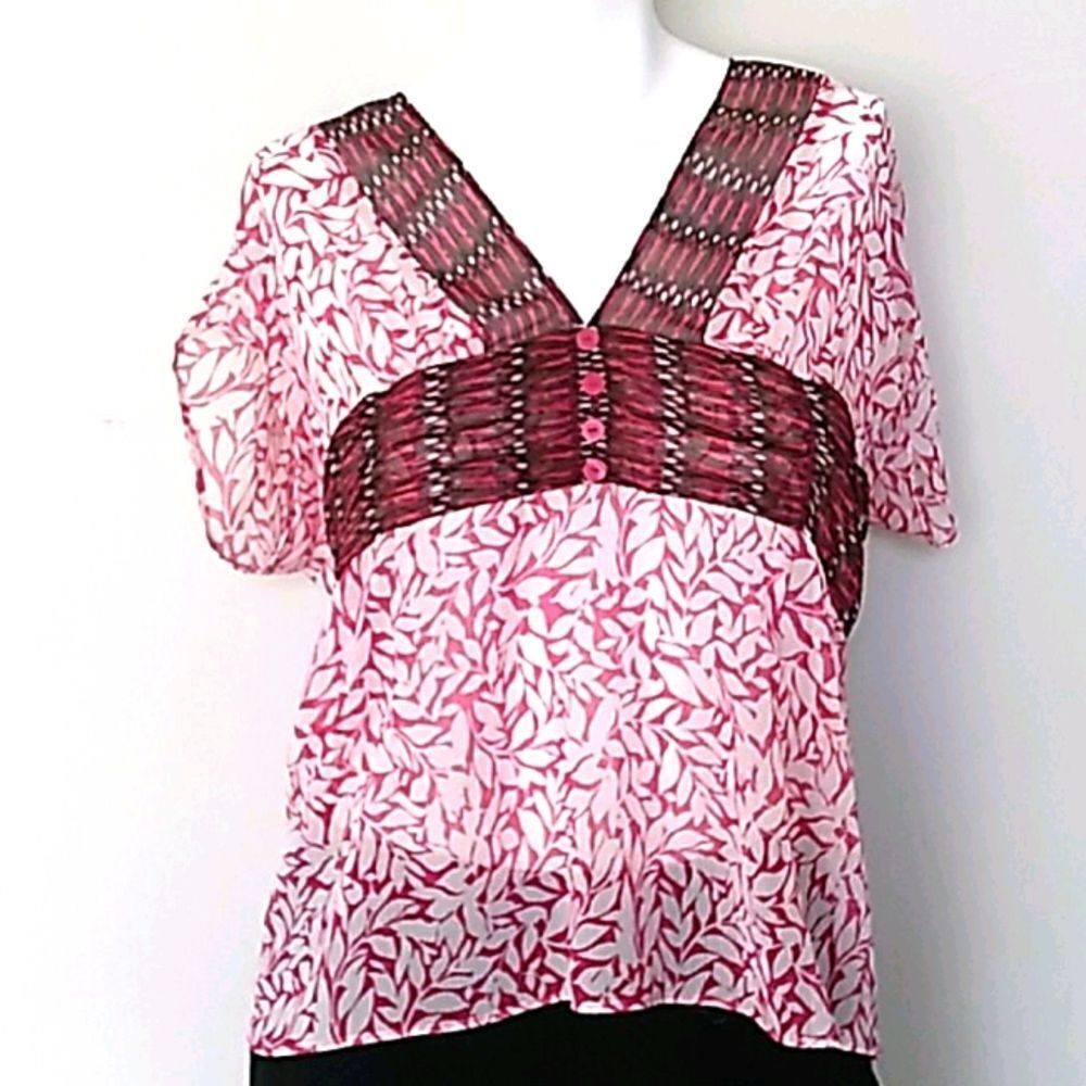 East 5th Vibrant Sheer Blouse.  Size Large